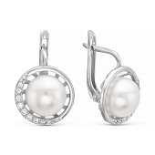 Серьги из серебра с белыми жемчужинами 9,5-10 мм