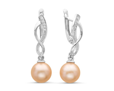 Серьги из серебра с розовыми речными жемчужинами 8,5-9 мм