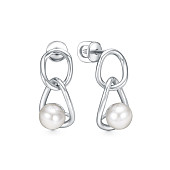 Серьги из серебра с белыми речными жемчужинами 7,5-8 мм