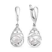 Серьги из серебра c белыми речными жемчужинами 8-8,5 мм