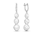 Серьги из серебра c белыми речными жемчужинами 6-8 мм