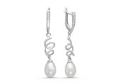 Серьги из серебра c белыми речными жемчужинами 7,5-8 мм