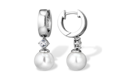 Серьги из серебра с белыми речными жемчужинами 8,5-9 мм