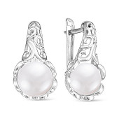 Серьги из серебра c белыми речными жемчужинами 8-8,5 мм