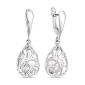 Серьги из серебра c белыми речными жемчужинами 8 мм