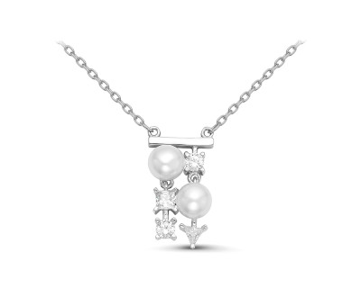 Цепочка из серебра 925 пробы с белыми речными жемчужинами 5,5-6 мм