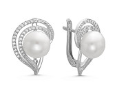 Серьги из серебра c белыми речными жемчужинами 9,5-10 мм
