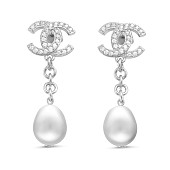 Серьги из серебра c белыми речными жемчужинами 10-11 мм