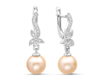 Серьги из серебра с розовыми речными жемчужинами 8,5-9 мм