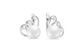 Серьги из серебра c белыми речными жемчужинами 8,5-9 мм
