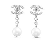 Серьги из серебра с белыми речными жемчужинами 9-9,5 мм