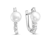 Серьги из серебра c белыми речными жемчужинами 8-8,5 мм
