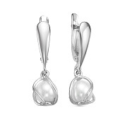 Серьги из серебра c белыми речными жемчужинами 6-6,5 мм
